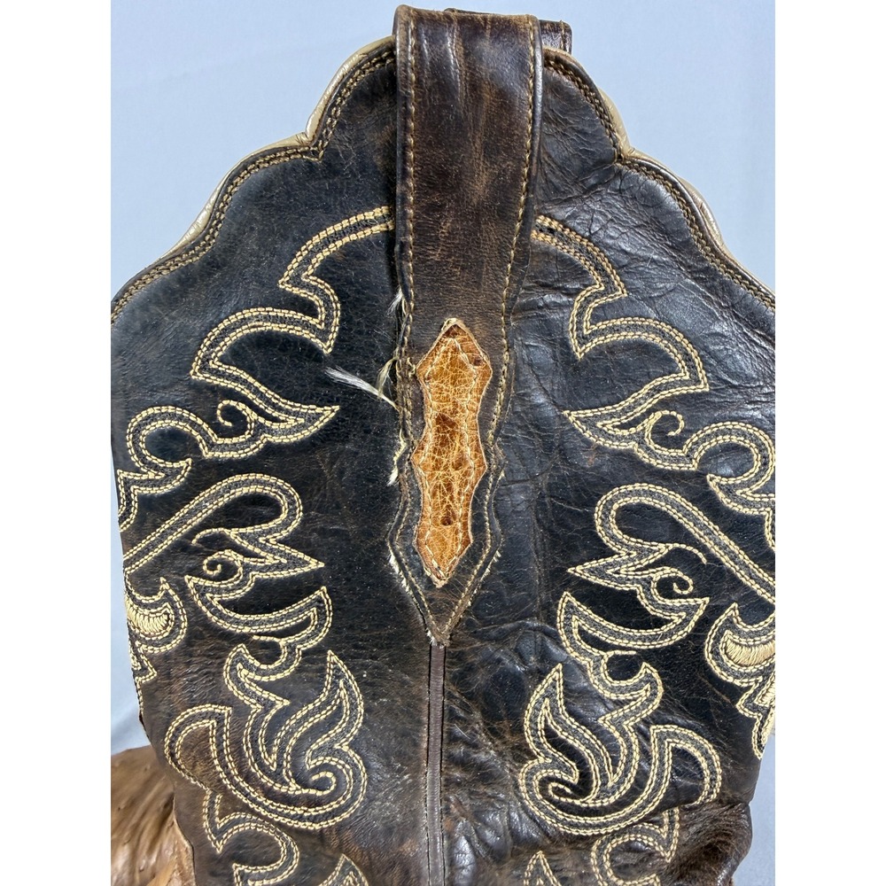 Lucchese 2000 Full Quill Ostrich Leather Western Cowboy Boots Tan Brown 8.5 B - Picture 2 of 16